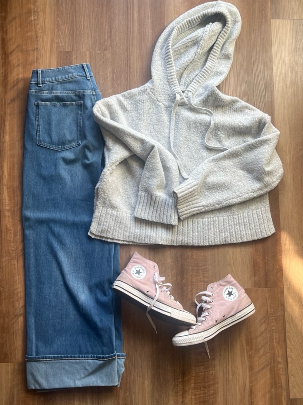 Hippie Rose Cream Knit Hoodie Sweater